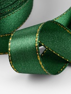 Лента атласная, с золотым люрексом, 15 мм, 23±1 м, зелёная №049 - Фото 4