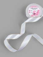 Лента атласная, с золотым люрексом, 25 мм, 23±1 м, белая №001 - Фото 2