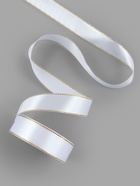 Лента атласная, с золотым люрексом, 25 мм, 23±1 м, белая №001 - Фото 3