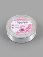 Лента атласная, с золотым люрексом, 25 мм, 23±1 м, белая №001 - Фото 5