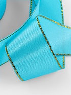 Лента атласная, с золотым люрексом, 25 мм, 23±1 м, голубая №020 - Фото 4