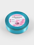 Лента атласная, с золотым люрексом, 25 мм, 23±1 м, голубая №020 - Фото 5