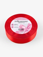Лента атласная, с золотым люрексом, 25 мм, 23±1 м, красная №026 - Фото 4