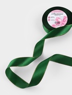 Лента атласная, с золотым люрексом, 25 мм, 23±1 м, зелёная №049 - Фото 2