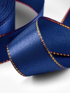 Лента атласная, с золотым люрексом, 25 мм, 23±1 м, синяя №038 - Фото 4