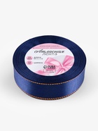 Лента атласная, с золотым люрексом, 25 мм, 23±1 м, синяя №038 - Фото 5