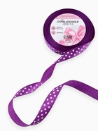 Лента атласная «Горошек», 15 мм, 23±1 м, фиолетовая №154 - Фото 2