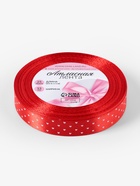 Лента атласная «Сердечки», 15 мм, 23±1 м, красная №026 - Фото 4