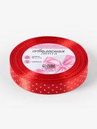 Лента атласная «Сердечки», 15 мм, 23±1 м, красная №026 - Фото 5
