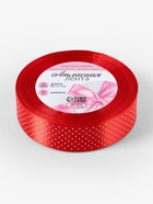 Лента атласная «Горошек», 25 мм, 23±1 м, красная №026 - Фото 5