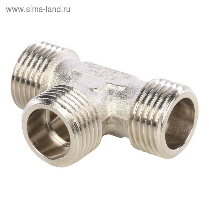 Тройник STOUT SFT-0018-121212, 1/2" x 1/2" x 1/2", наружная/наружная резьба, никел. латунь - Фото 1