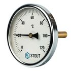 Термометр STOUT SIM-0001-107515, биметаллический, погружная гильза 75 мм 1/2", корпус 100 мм - Фото 1