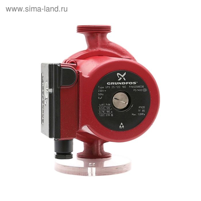 Насос циркуляционный Grundfos UPS 25-120, 3 скорости, 120/180/235 Вт, 58 л/мин, напор 12 м - Фото 1