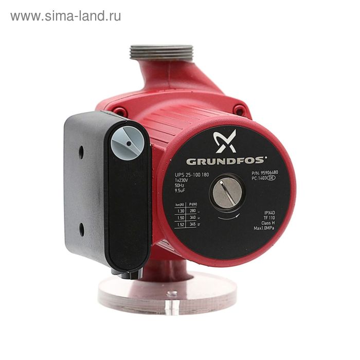 Насос циркуляционный Grundfos UPS 25-100, 3 скорости, 280/340/345 Вт, 150 л/мин, напор 10м - Фото 1