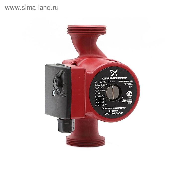 Насос циркуляционный Grundfos UPS 32-50, 3 скорости, 35/45/50 Вт, 60 л/мин, напор 4,7м - Фото 1