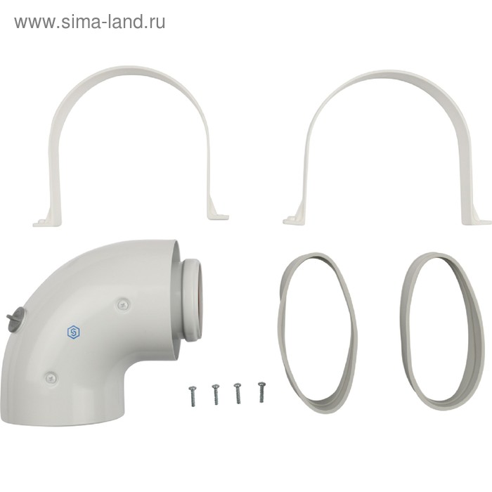 Элемент дымохода коаксиальный STOUT SCA-6010-210190, адаптер для котла угловой 90°, DN 60/10 - Фото 1