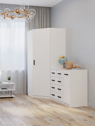 Комод для вещей «Клик Мебель», 5 ящиков, с дверью, 1100×480×900 мм, цвет белый