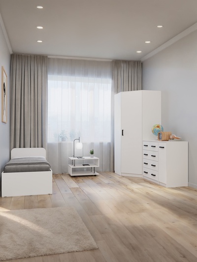 Комод для вещей «Клик Мебель», 5 ящиков, с дверью, 1100×480×900 мм, цвет белый