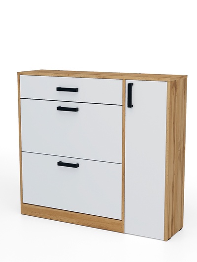 Обувница в прихожую «Клик Мебель», с дверью, 1060×280×960 мм, цвет дуб вотан/белый