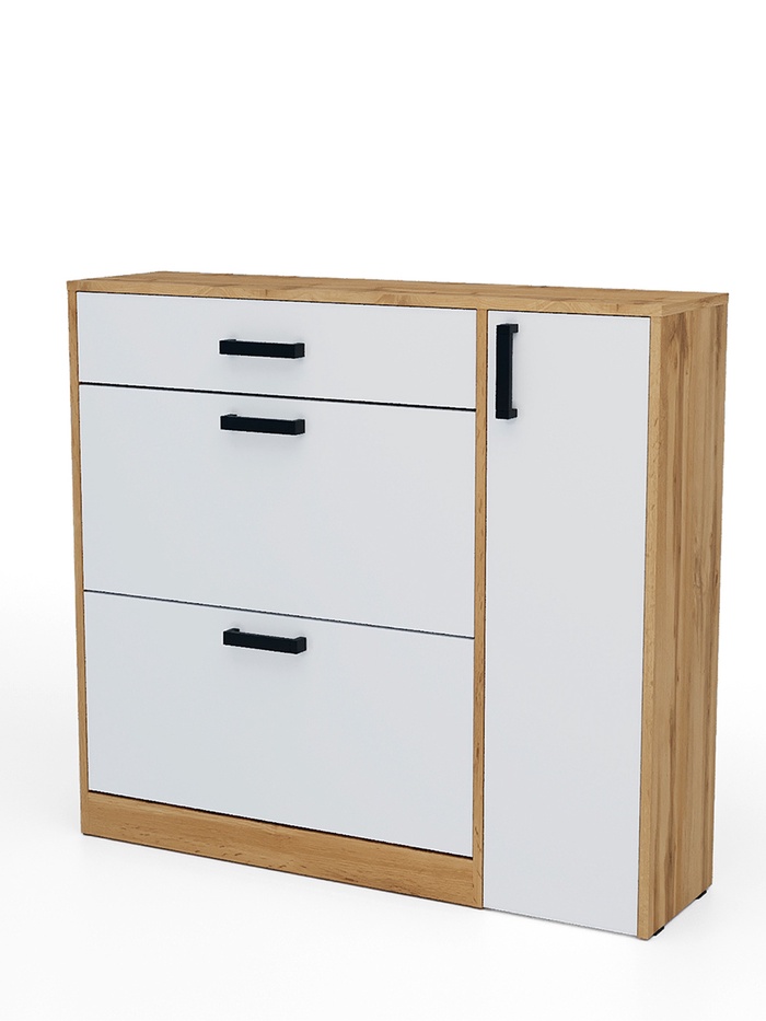 Обувница в прихожую «Клик Мебель», с дверью, 1060×280×960 мм, цвет дуб вотан/белый - Фото 1