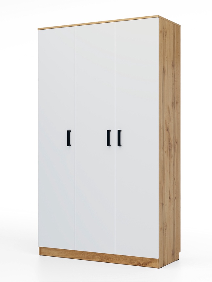 Шкаф трёхстворчатый распашной «Клик Мебель», 1210×500×2100 мм, цвет дуб вотан/белый - Фото 1