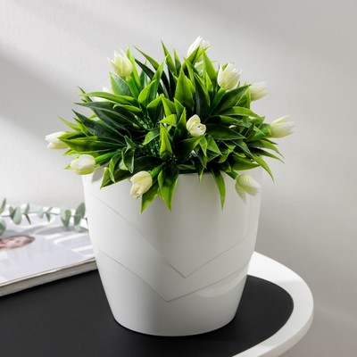 Кашпо для цветов со вставкой «Грация», 2.8 л, белое