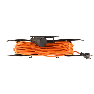 Удлинитель на каркасе TUNDRA, 1 розетка, 25 м, 6 А, ПВС 2х0.75 мм2, без з/к, IP44,