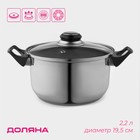Кастрюля Доляна «Чёрная ночь», 2.2 л, с крышкой, капсульное дно, нержавеющая сталь - Фото 1