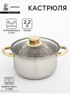 Кастрюля Доляна «Роскошь», 2.2 л, d=19 см, с крышкой, капсульное дно, нержавеющая сталь - Фото 1
