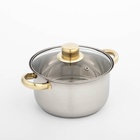 Кастрюля Доляна «Роскошь», 2.2 л, d=19 см, с крышкой, капсульное дно, нержавеющая сталь - Фото 2