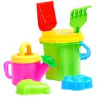 Набор игрушек для песочницы, 7 предметов: ведро 0.7 л, грабли, совок, лейка 0.4 л, сито, 2 формочки МИКС - Фото 1