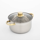 Кастрюля Доляна «Роскошь», 3 л, d=20 см, с крышкой, нержавеющая сталь, капсульное дно - Фото 2