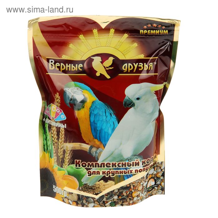 Корм "Верные друзья" для крупных попугаев, 500 г - Фото 1