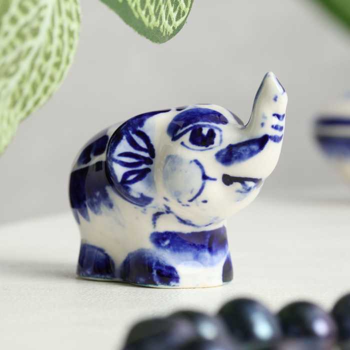 Фигурка фарфор гжель «Слоник» - Фото 1