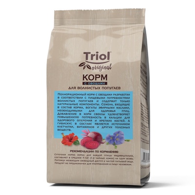 Корм Triol для волнистых попугаев, с овощами, 450 г