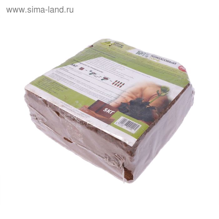 Субстрат кокосовый в блоке, 30 × 30 × 12 см, 5 кг, индивидуальная упаковка - Фото 1