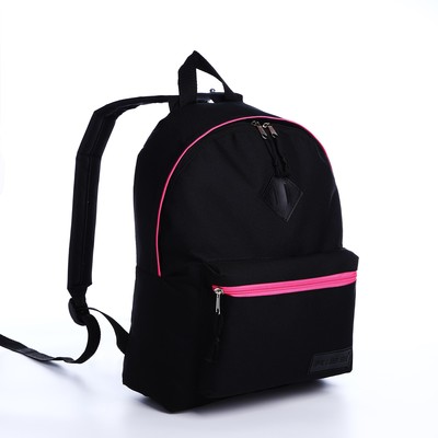 Рюкзак на молнии, наружный карман, цвет чёрный/розовый