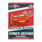 Бумага цветная самоклеящаяся А4, 10 листов, 10 цветов: 2 металлизированных, 4 флюоресцентных Cars, ВД-лак, МИКС - Фото 1