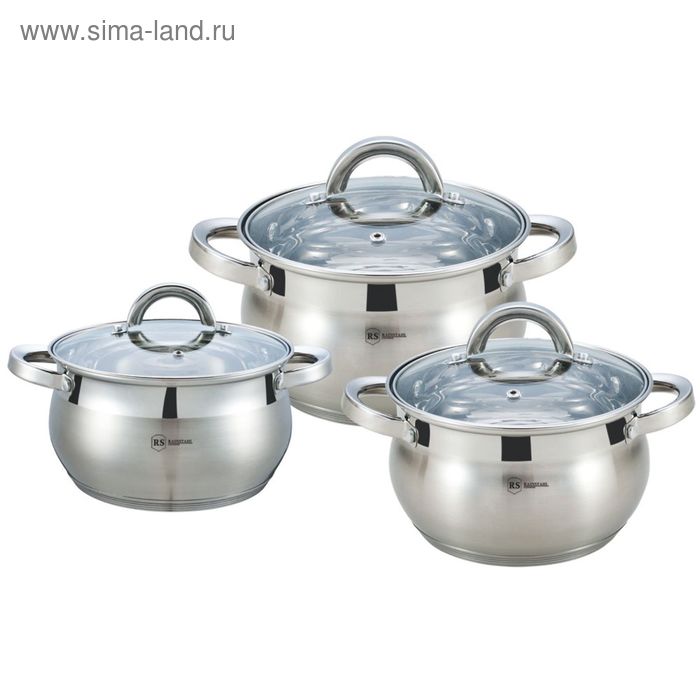 Набор посуды Rainstahl, 5-ти шаговое дно, 3 кастрюли: 3.9 л, 5.1 л, 6.4 л - Фото 1