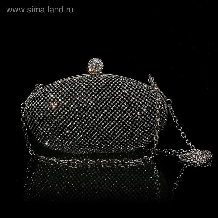 Клатч женский на фермуаре, 1 отдел, цепочка, цвет чёрный - Фото 1