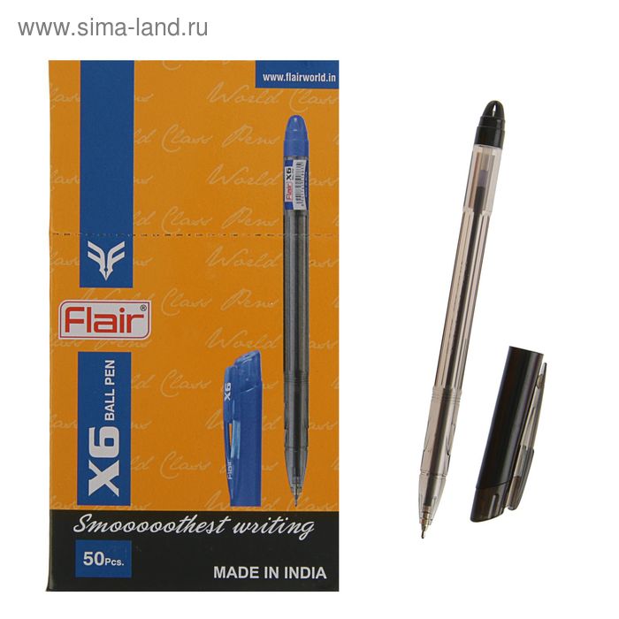 Ручка шариковая Flair X-6, узел-игла 0.6 мм, масляная основа, стержень чёрный - Фото 1