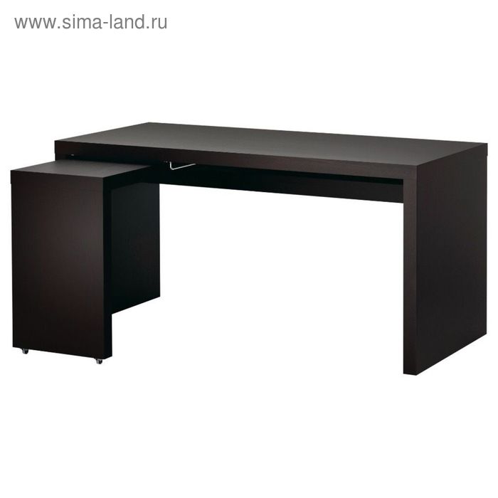 Письменный стол с выдвижной панелью, цвет черно-коричневый МАЛЬМ - Фото 1