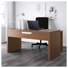 Письменный стол с выдвижной панелью, коричневая морилка ясеневый шпон МАЛЬМ - Фото 3