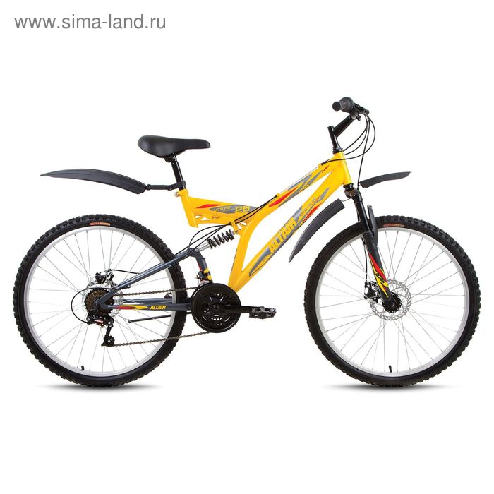 Велосипед 26" Altair MTB FS 26 disc, 2017, цвет жёлтый/серый, размер 16" - Фото 1