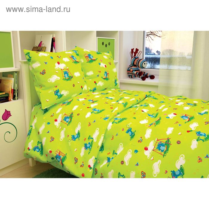 Детское постельное бельё BABY "Слоники", цвет зеленый 112х147 см, 110х150 см, 60х60 см, бязь 142 гр/м - Фото 1
