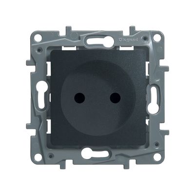 Механизм розетки 1-м СП Legrand "Etika Plus ", защ. шторки, без заземл., антрацит