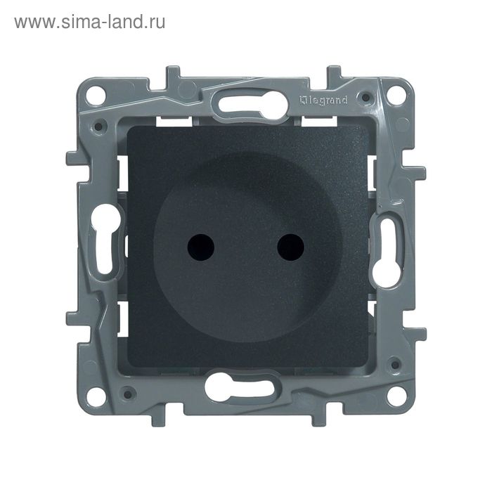 Механизм розетки 1-м СП Legrand "Etika Plus ", защ. шторки, без заземл., антрацит - Фото 1