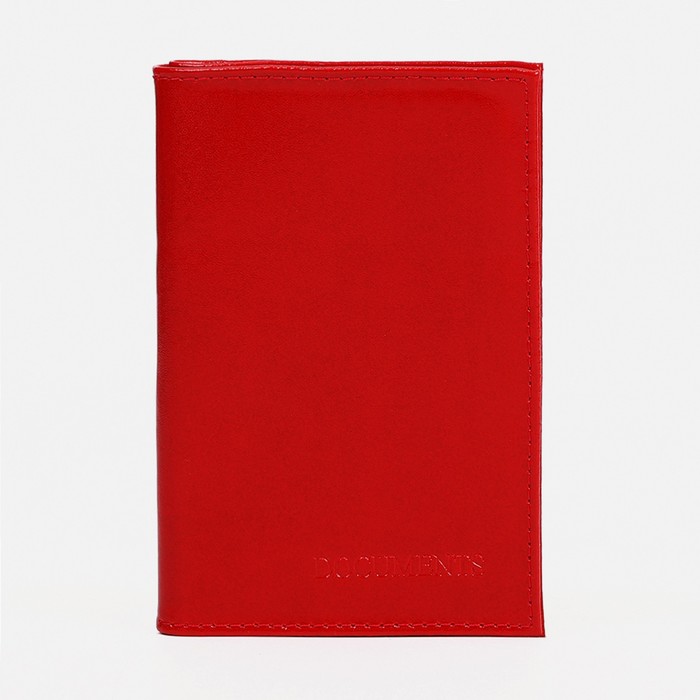 Обложка для автодокументов, отдел для паспорта, цвет красный - Фото 1