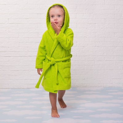 Халат махровый детский, размер 28, цвет салатовый, 340 г/м2 хл.100% с AIRO