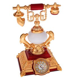 УЦЕНКА Часы-светильник "Ретро телефон", красные вставки, 18х18х28,5 см